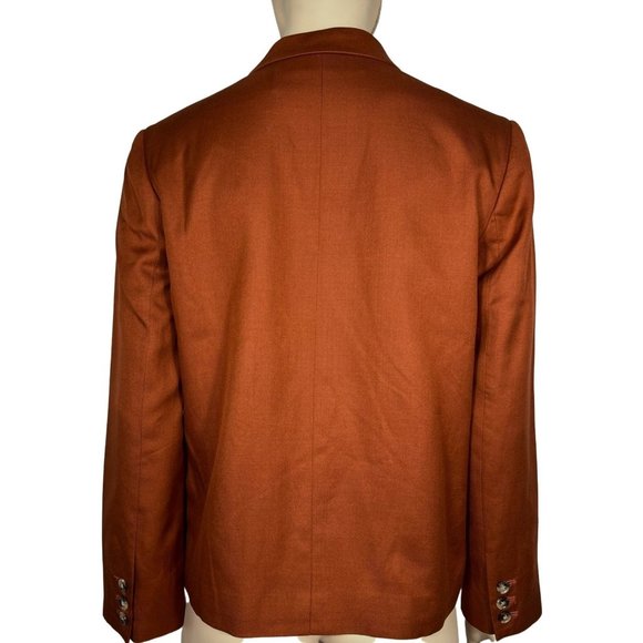 Jenni Kayne Silk Rust Blazer Orange Double Breasted Jacket Small - Picture 3 of 4
